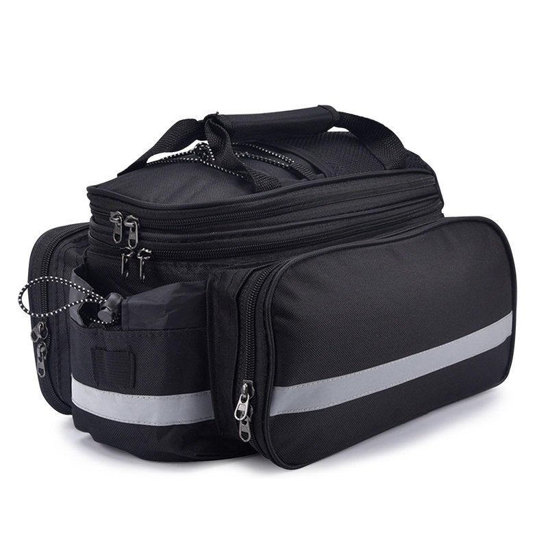 27L Adjustable Bike Pannier Bag with Hidden Rain Cover, 360° Reflective Strips, Multi-Functional Bicycle Saddle Bag for Grocery Shopping, Commuting, Cycling & Travel, Handheld & Crossbody Design