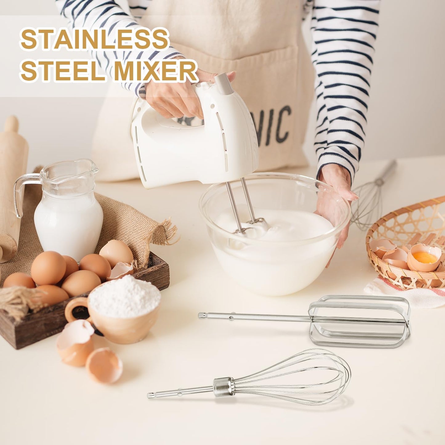 4pcs Hand Mixer Beaters Attachments Set, 2 Styles Stainless Steel Handheld Mixer Replacement Beaters Electric Mixer Parts Accessories for Hamilton Beach Hand Mixer 62682RZ 62692 62695V 64699