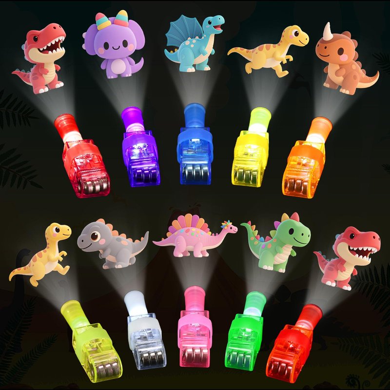 40PCS Dinosaur Party Favors for Kids, Dinosaur LED Light Up Finger Lights Glow in the Dark Toys Bulk for Classroom Prizes Gifts Dino Theme Birthday Party Supplies