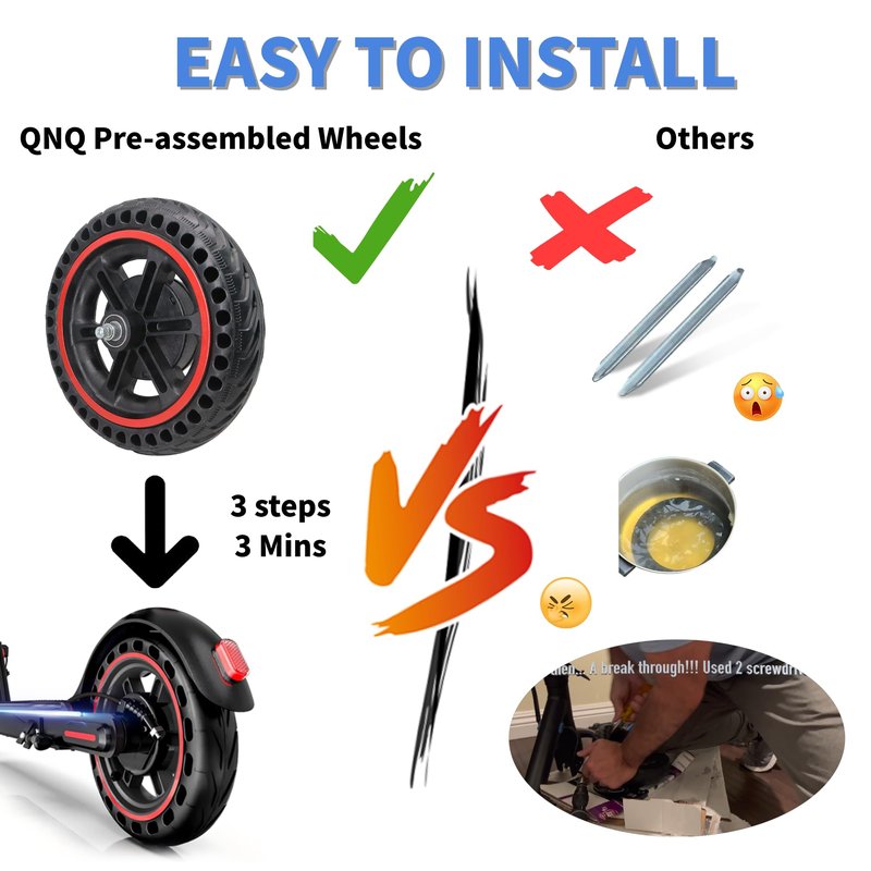 8.5'' Electric Scooter Replacement Wheel – Solid Tire with Hub & Drum Brake | Specially designed for 8.5" DRUM BRAKE Escooter – Fits VOLPAM Q1, MAXSHOT V1, V7, Joyhis: JS03, JS01, NAVIC T3, T5