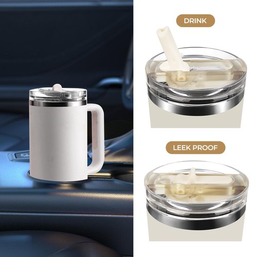 2 Pack 40oz Stanley Cup Lid Replacement - Leakproof Flip Straw Lid & Accessories Kit With 2 Lids, 2 Straws, Straw Brush, Cleaning Pry Tool for Stanley Quencher Tumbler 40oz