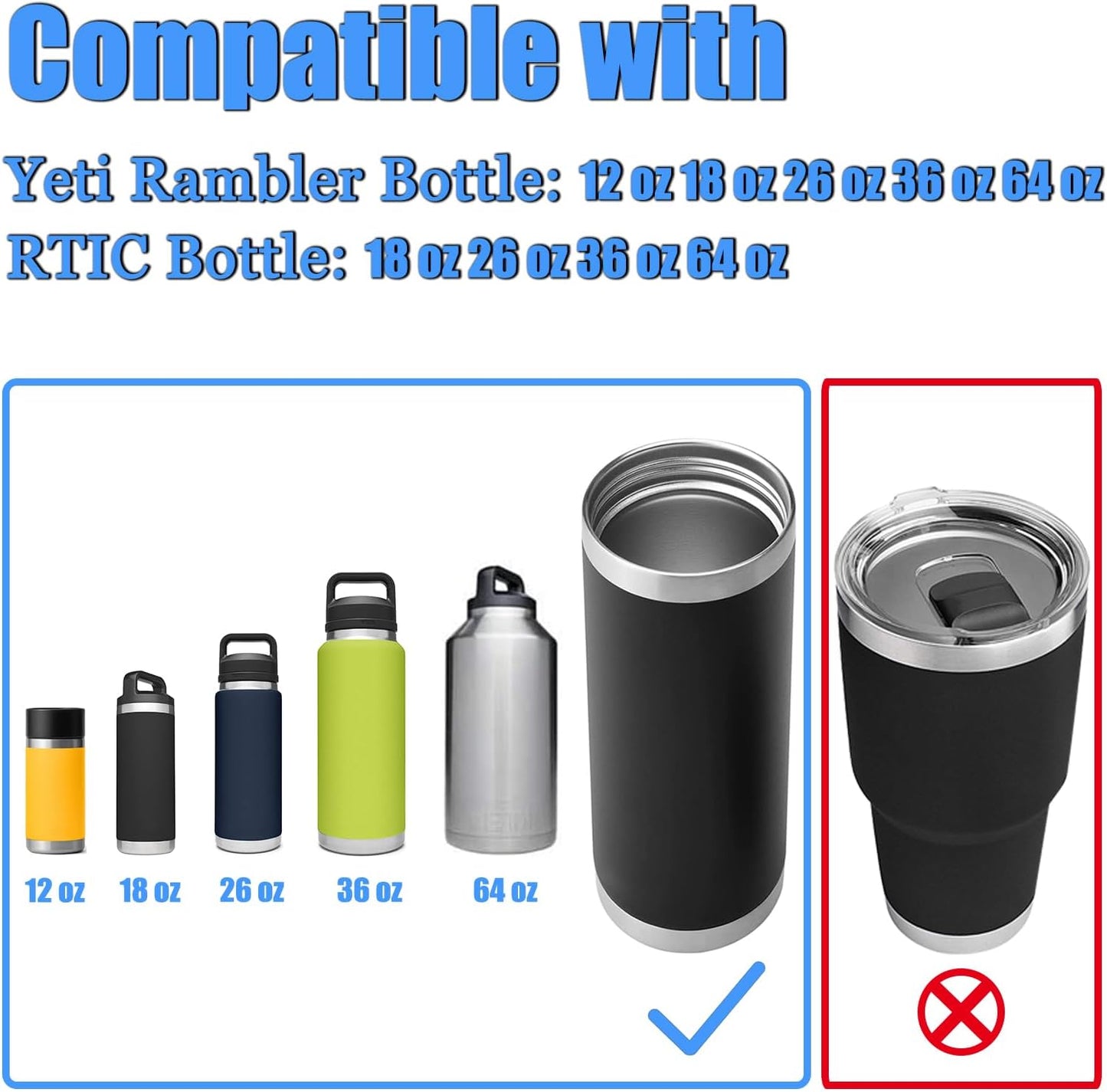 YETI Upgraded Chug Lid - Big Handle Spout Cap for Rambler Water Bottles 12-36 oz | Durable Accessories
