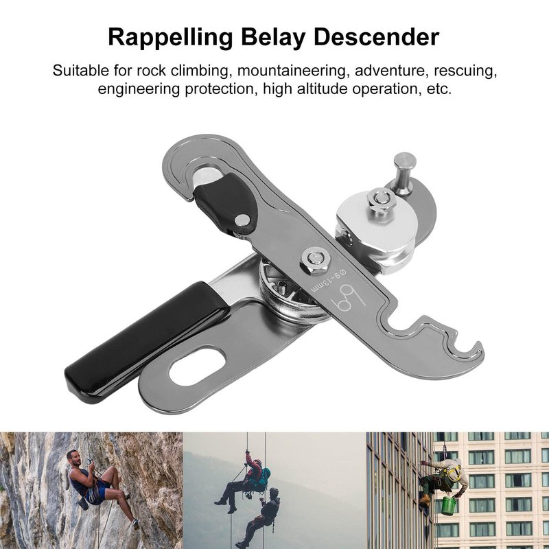 Topyond Hand Stop Descender, Professional Rock Climbing Descender & Ascender Set, Rappelling & Abseiling Device with Rope Stopper, Essential Climbing Gear for 9-13mm Rope, Belay Device