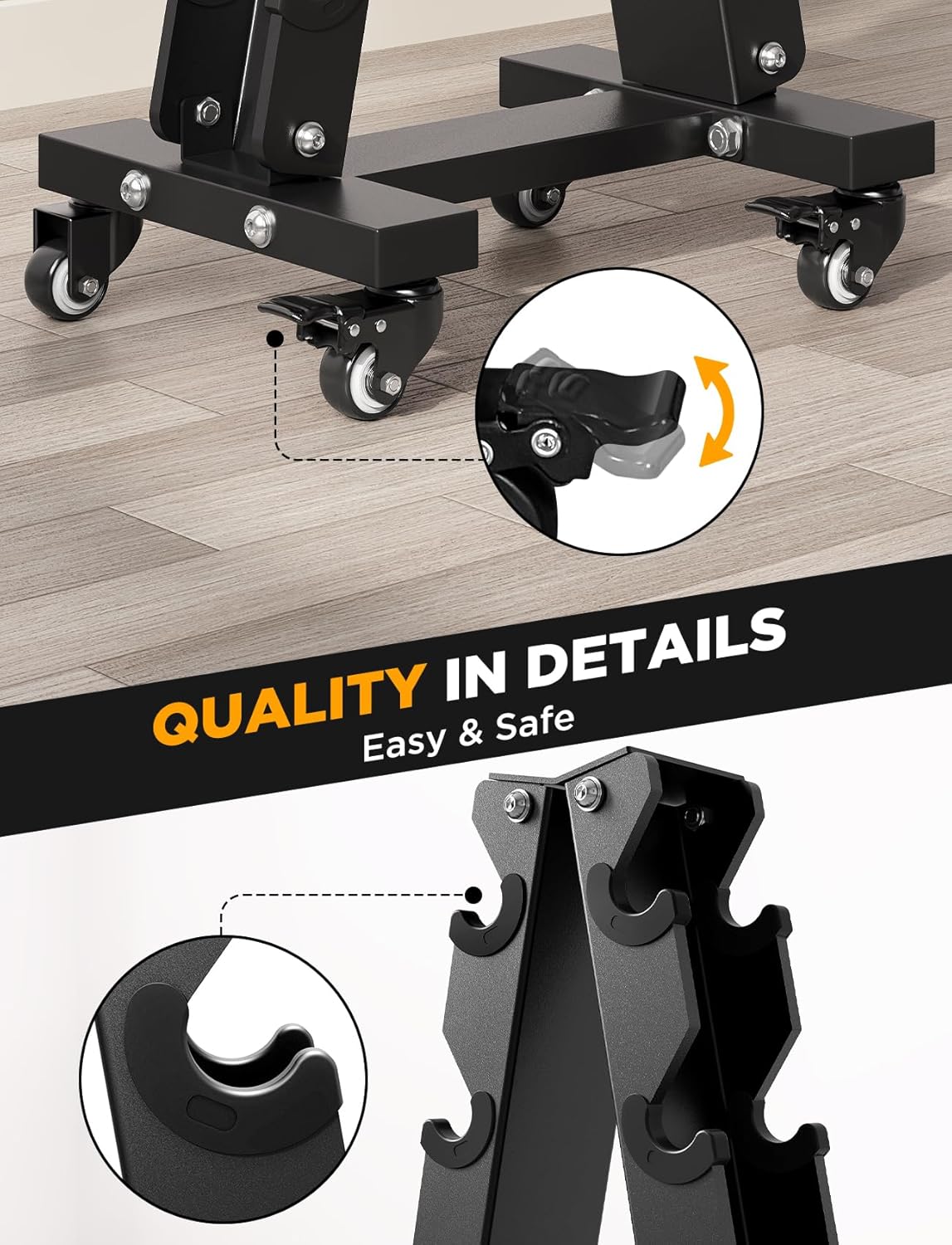 YOLEO Dumbbell Rack - Heavy Duty 3 & 5 Tier Weight Storage Organizer | Space-Saving Home Gym Stand - 1100LBS Capacity