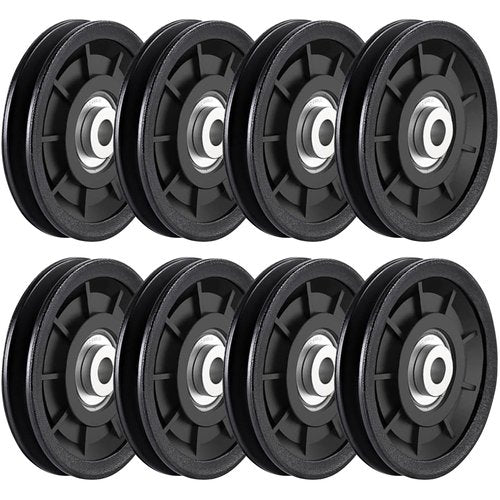 Tempsnow 8Pcs 3.5" Nylon Bearing Pulley Wheel Replacement for Gym Equipment Part Cable Machine Universal Wear-Proof Nylon Pulley System Gym Attachments