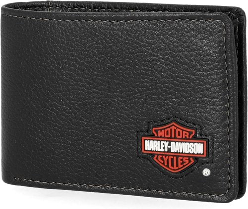 Harley-Davidson Genuine Leather RFID Blocking Wallet - Stylish Design for Secure Storage