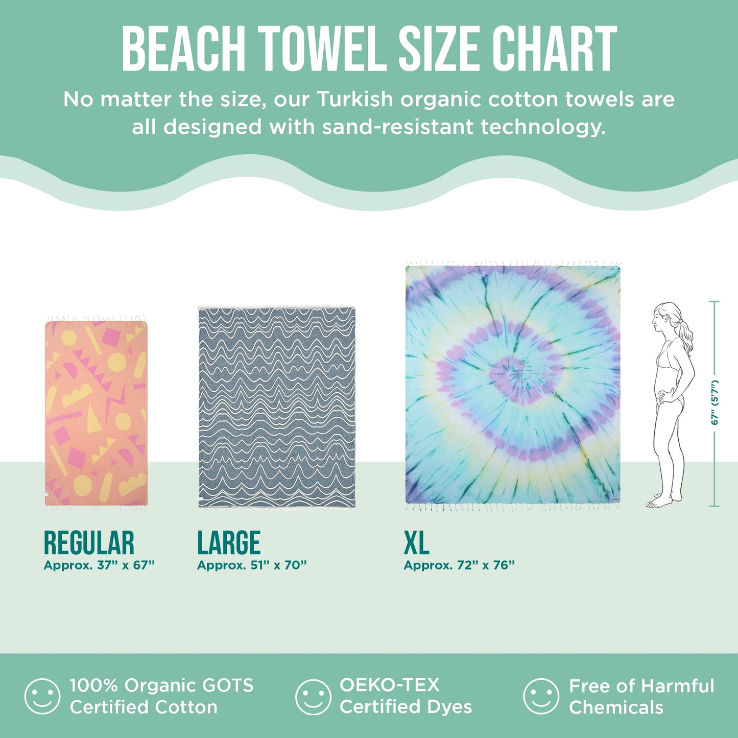 Sand Cloud Turkish Beach Towel - Sand Resistant - 100% Organic Turkish Cotton Yarn - Quick Dry Towel for Beach, Picnic, Blanket or Bath Towel - As Seen on Shark Tank - Marine Life (Swirl Turtle)