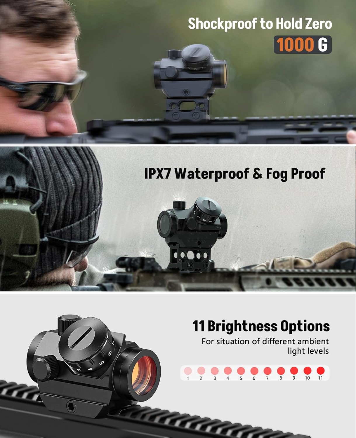 MidTen 2MOA Red Dot Sight - Waterproof & Shockproof Reflex Scope | 1x25mm with 1-Inch Riser Mount