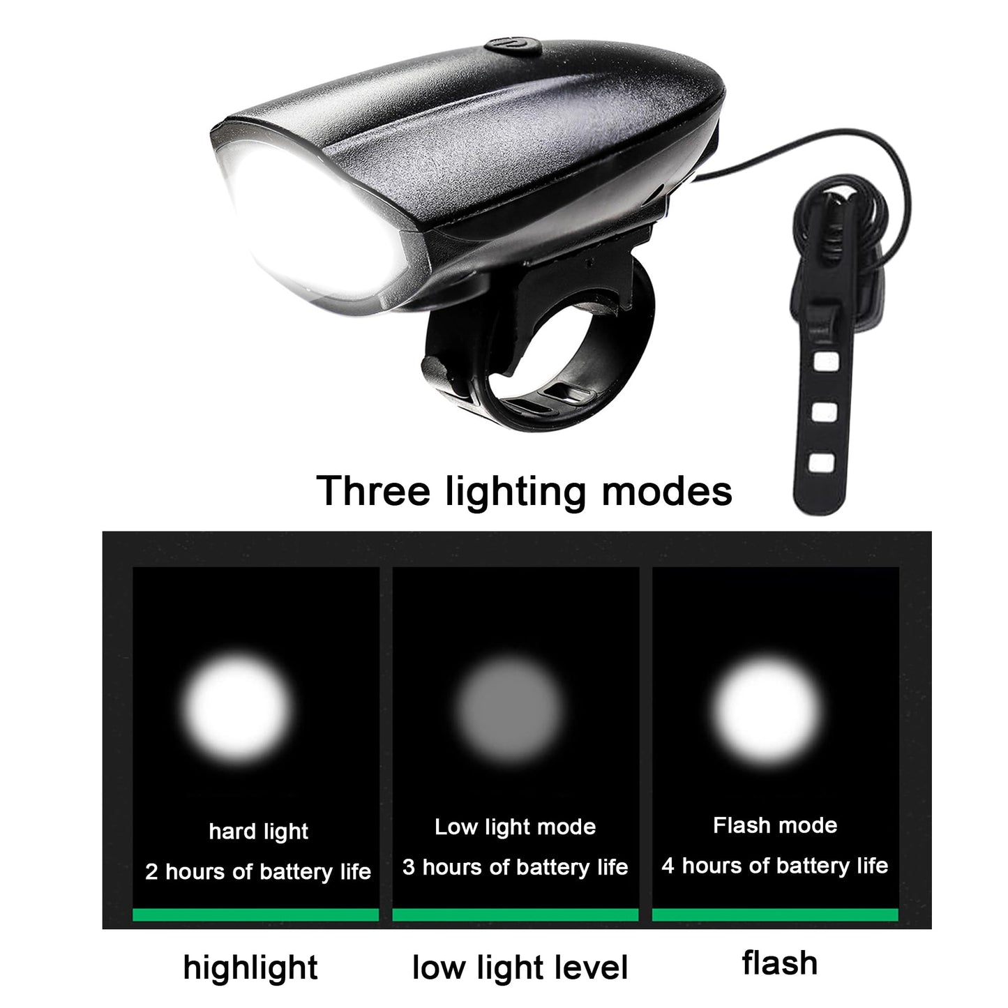 Rechargeable Bike Lights with Electric Bell, Ultra Bright Bicycle Lights for Night Riding, 3 Light Modes for Night Riding with Quick-Release - Bike Headlight with Horn and Tail Light