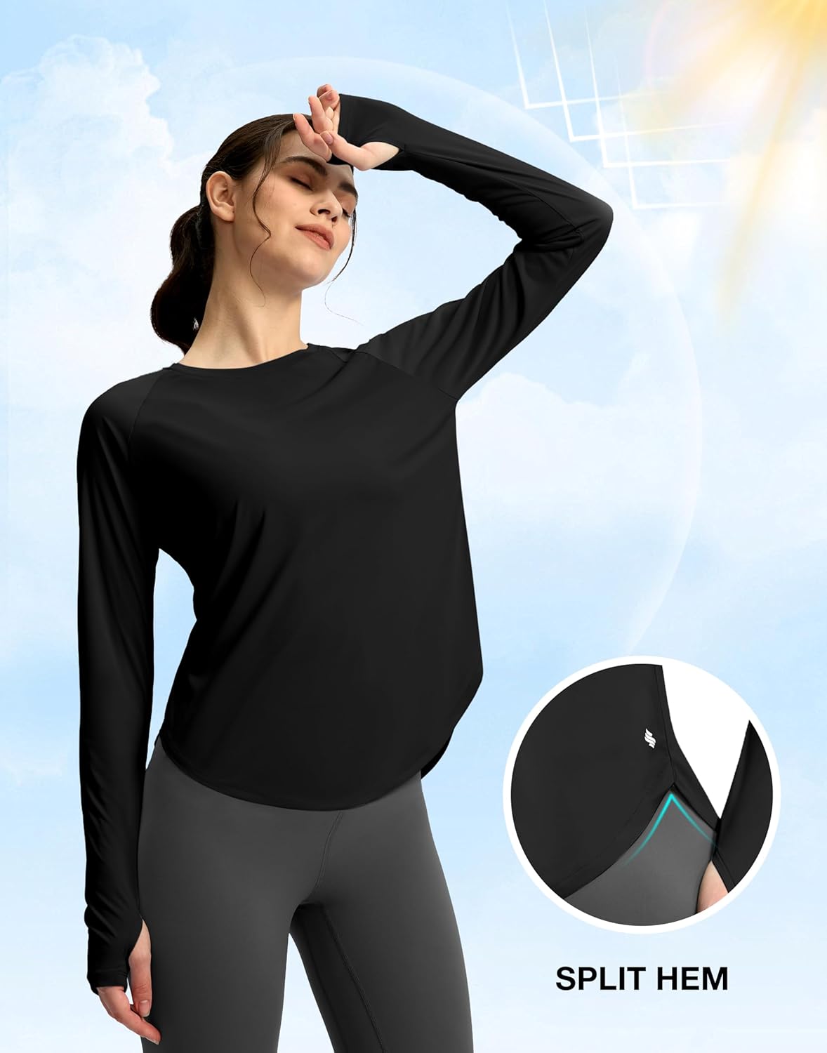 Soothfeel Women's Long Sleeve Workout Shirt - UPF 50+ UV Protection, Lightweight & Quick Dry