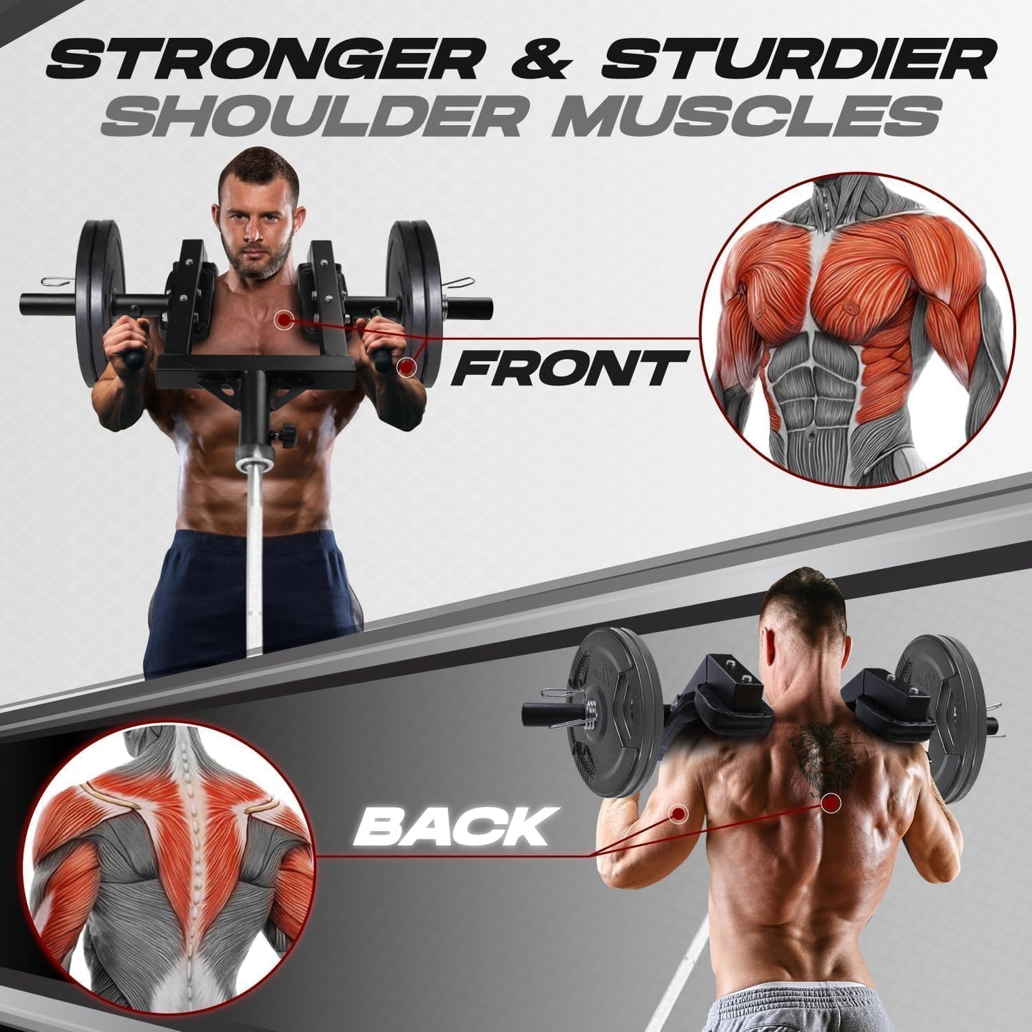 Yes4All Viking Shoulder Press Landmine Attachment - Weightlifting Handle Fits 2-Inch Olympic Bars Works Shoulders Chest Abs Back Thigh and Other Muscles Includes Collars T Bar Row Attachment Handle