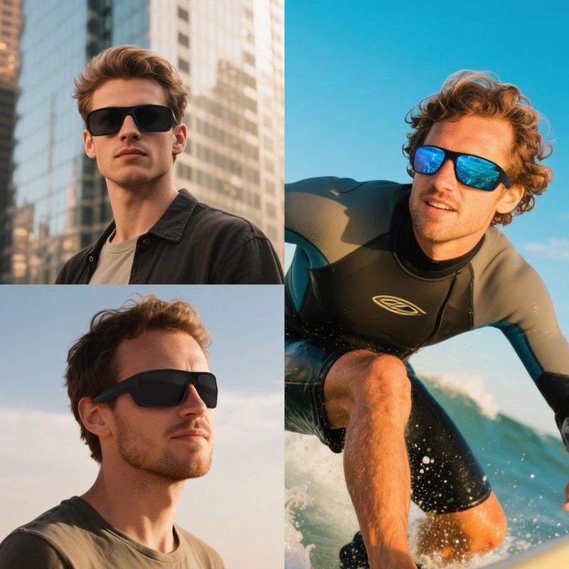 MAXJULI XL Z87 Sports Sunglasses for Big Heads Men Women TR90 Ultralight UV400 Protection Glasses 8701 (Black/Super Dark)
