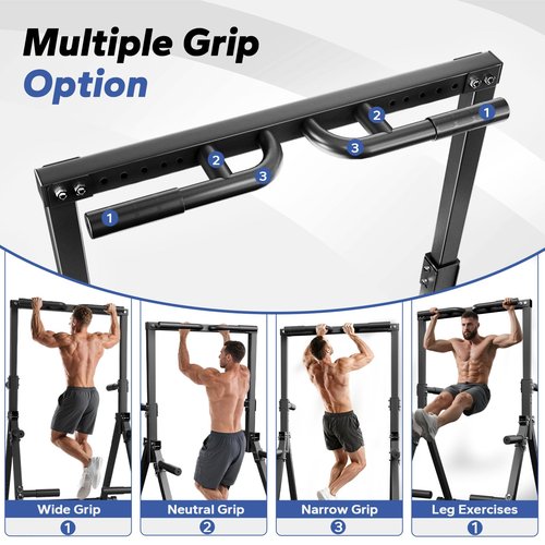 Foldable Pull Up Bar Free Standing, Strength Training Pull-up Bars Adjustable Pull Up Station, Power Tower Pull Up Bar MultiFunction Pull Up Dip Station Workout Equipment For Home Gym Support 480 LBS