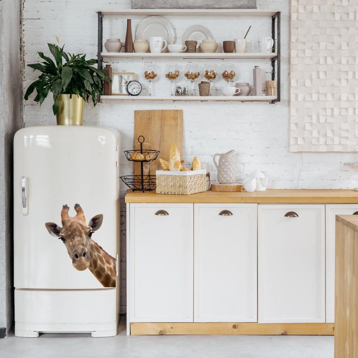 Cute Giraffe Wall Decal Peel and Stick Vinyl Safari Decal Funny Gift for Friends Kids Room Wall Window Decor Fridge Closet Sticker