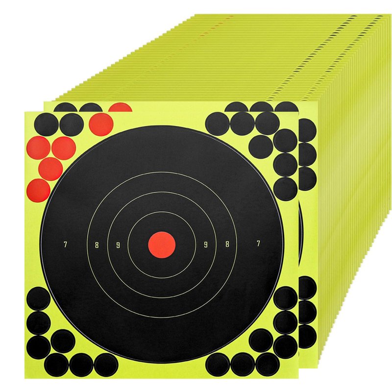 50PCS Self Adhesive Shooting Target, 10 Inch Paper Sticker Targets with Cover-up Patches, Paper Target for Gun, Pistol, Rifle, Bb Gun, Airsoft, Pellet Gun, Air Rifle