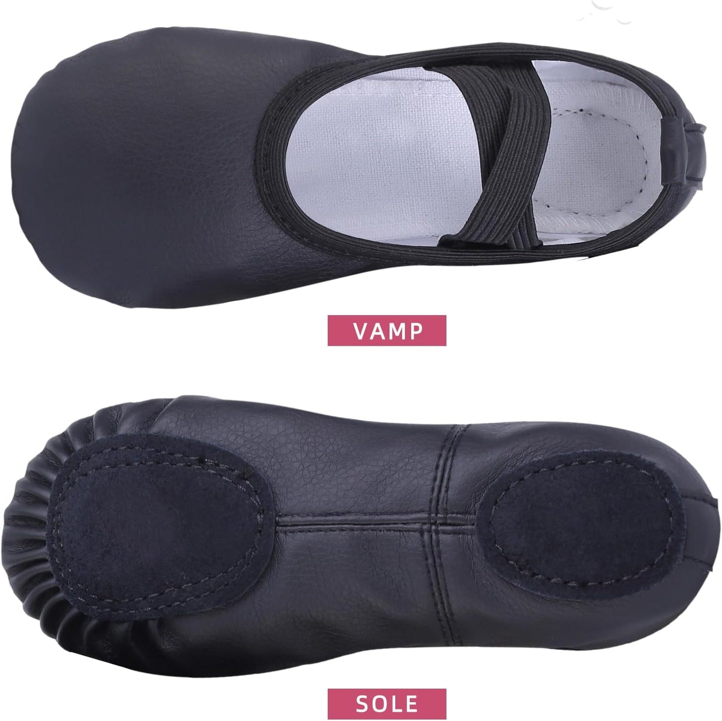 Skiennix Girls Ballet Shoes - Soft Leather Slippers for Toddlers, Little Kids & Big Kids