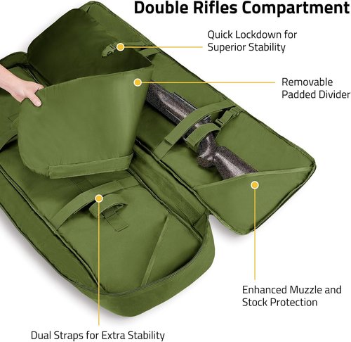 CVLIFE Soft Rifle Case - Triple Layered Double Gun Bag with Lockable Zipper & Backpack Strap | 36" - 46" Sizes