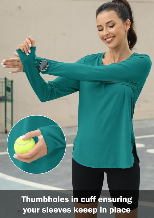 KevaMolly Long Sleeve Workout Tops for Women - Lightweight UV Protection Rash Guard | Quick Dry Hiking Shirt