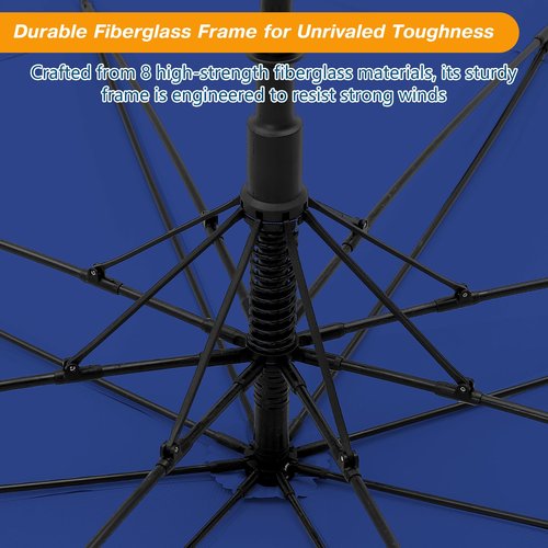 Fulynmen 72 Inch Large UV Umbrellas For Sun Protection UPF50+ Sun Golf Umbrella UV Protection Cooling Windproof Vented Double Canopy Extra Huge Big Size (Silver-Blue)