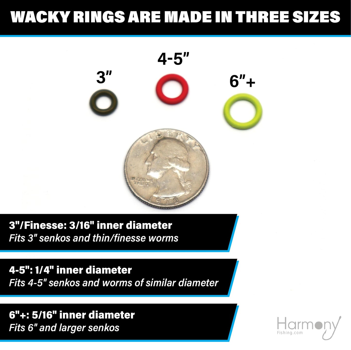 Wacky Rings (100pk) – O-Rings for Wacky Rigging Senkos/Worms/Soft Stickbaits – Bait Saver Orings for Senko Worm – Save Your Baits from Tearing While Wacky Neko Rigging (4-5”, Black)