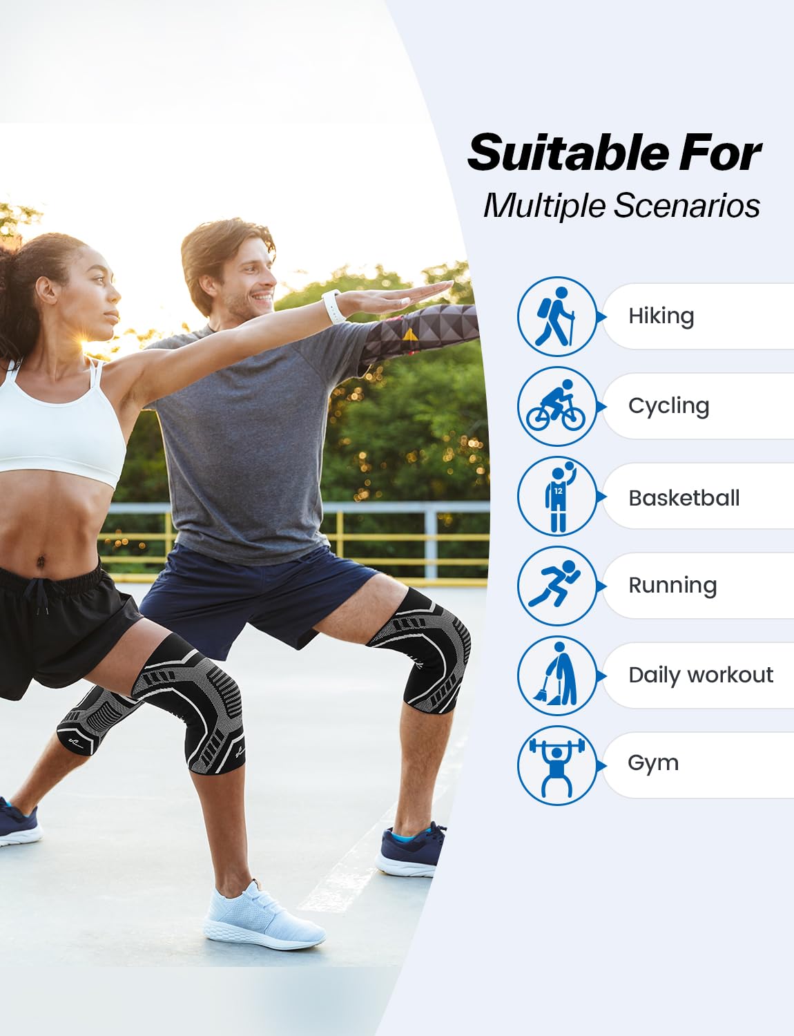 Sportneer Knee Brace with Dual Side Stabilizers – Maximum Support Compression Knee Sleeve for Men & Women, Anti-Slip Knee Support for Running, Workout, Arthritis, ACL & Pain Relief