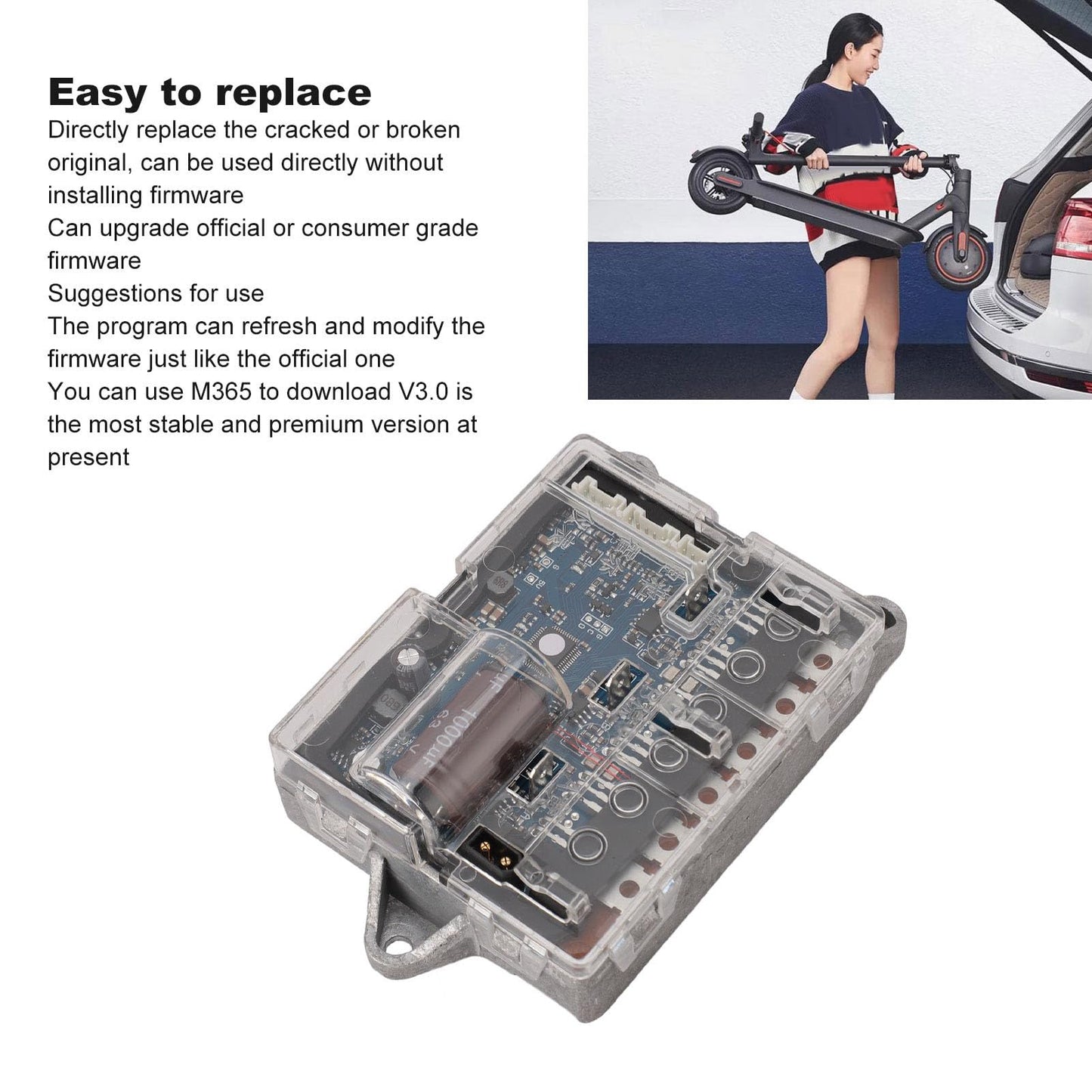 Zunate Electric Scooter Controller Motherboard, M365 to Download V3.0 Original Control Board, M365 Controller Panel for M365 1s Essential Electric Scooter