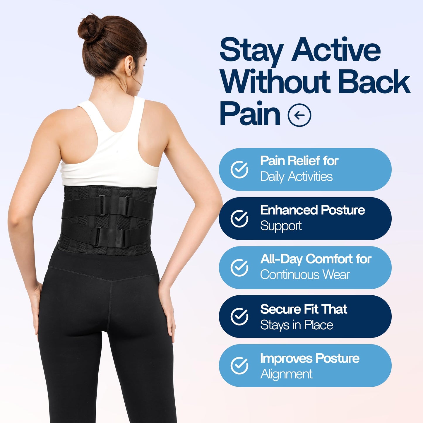 Back Brace for Lower Back Pain Relief | Sciatica Lumbar Support Belt for Men & Women, Adjustable Back Support Brace for Work & Daily Use, All-Day Comfort & Heavy-Duty Compression (Medium (33-37.9"))