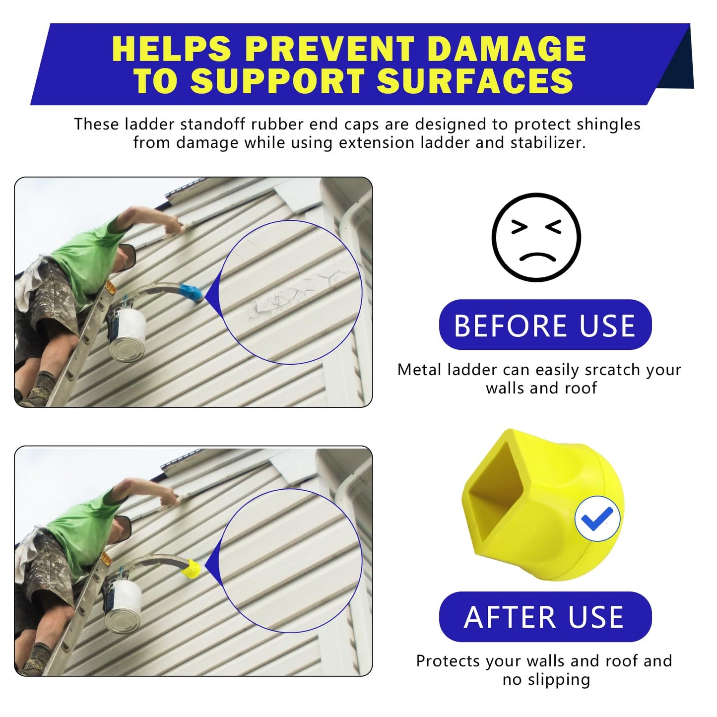 Ladder Stabilizer Bumpers Fit for Werner Extension Ladder Stabilizer, Ladder Standoff Rubber End Caps Ladder Stabilizer Pads Non-Slip Ladder Standoff Protective Covers Ladder Mitts, 2 Pack