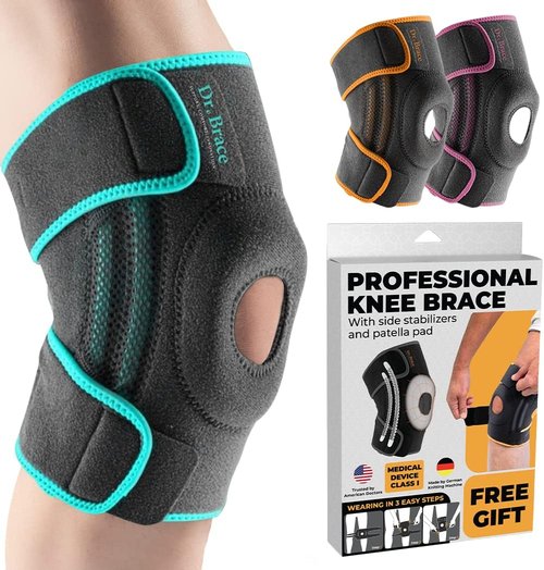 Dr. Brace Elite Knee Brace - Maximum Support with Side Stabilizers & Patella Gel Pads | Medium Earth Color