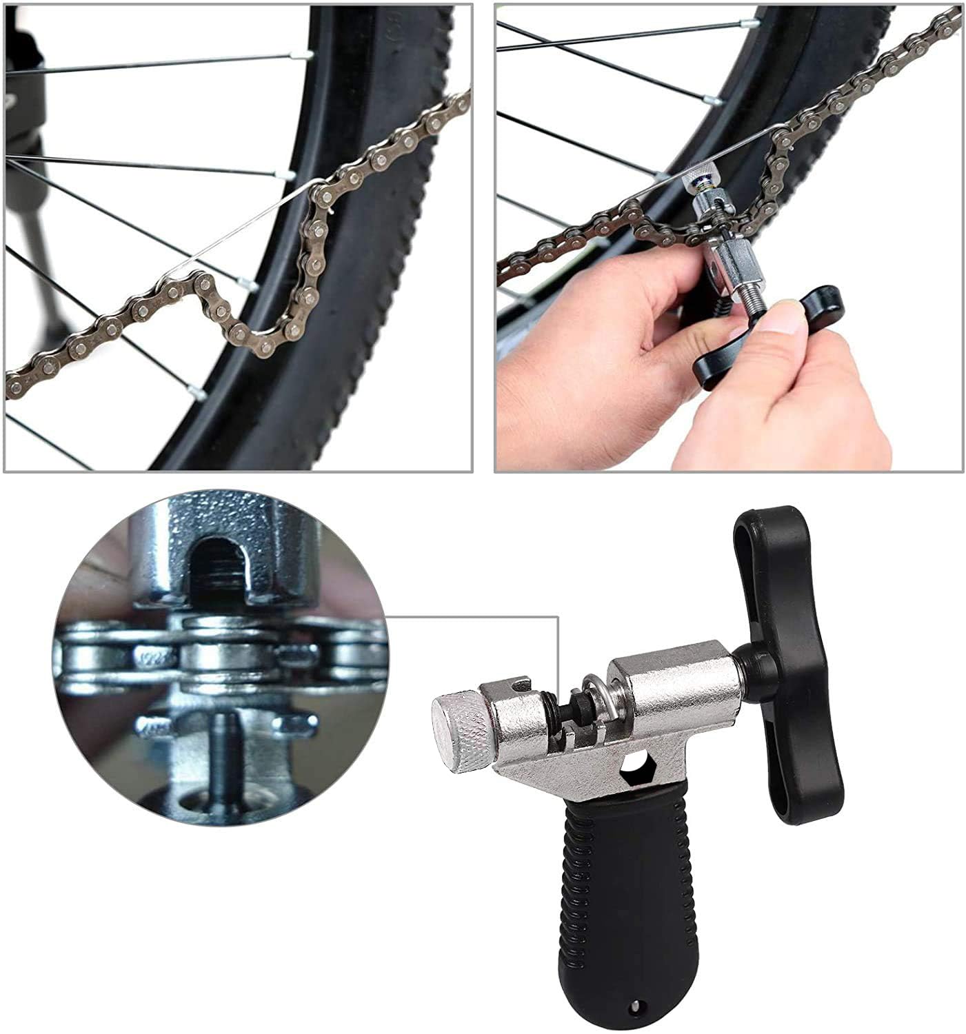 Bike Chain Tool Kit, 11PCS Bicycle Chain Tool with Bike Link Plier, Bicycle Chain Breaker Splitter, Chain Wear Indicator and Chain Checker, Road Mountain Bike Chain Repair Tools for All Bike Chains