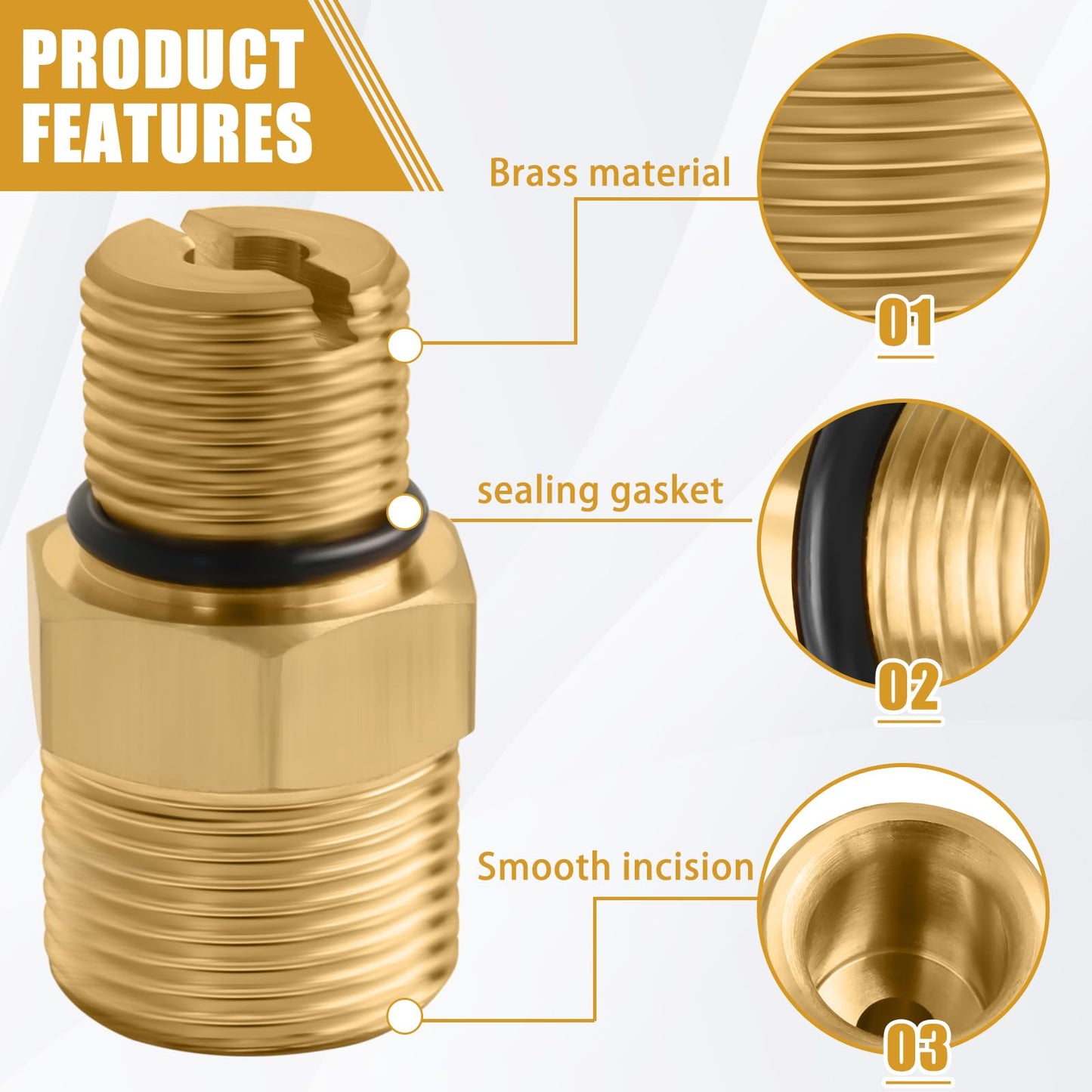 7106686 Outlet Connector for Pressure Washer Pump - Brass Fitting Replacement for Gas Powered Washers