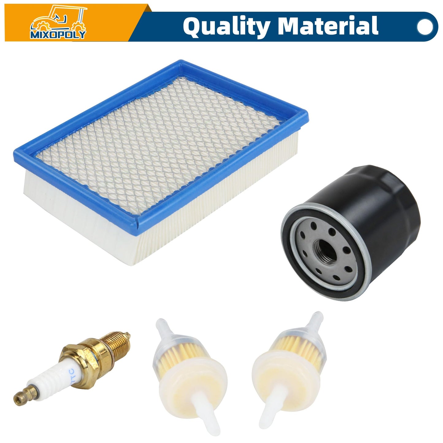 Mixopoly Golf Cart Tune Up Kit 101611003 for Club Car DS Gas 4 Cycle 1992-Up (FE290/FE350/FE400/Kawasaki Engine), Air Oil Fuel Filter with Spark Plug Tune-up Maintenance Kit