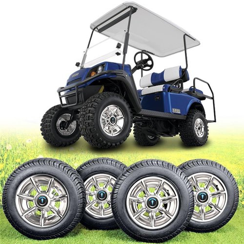 TakeLook - Golf Cart Wheel Covers 10 inch,Improved 7 Spoke Chromed Hub Caps for Club Car/E-Z-GO/YA/Star Car/Excar/Icon and Other Most Models Golf Cart (Set of 4)