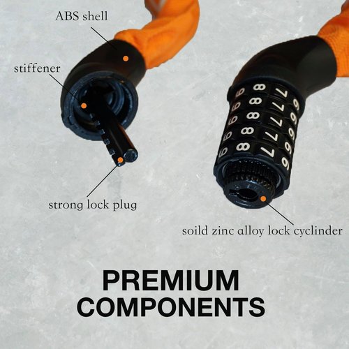 Heavy Duty Bike Lock Chain by [Brand Name] - 5-Digit Combination Anti-Theft Security | 3.2 Feet Long, Orange