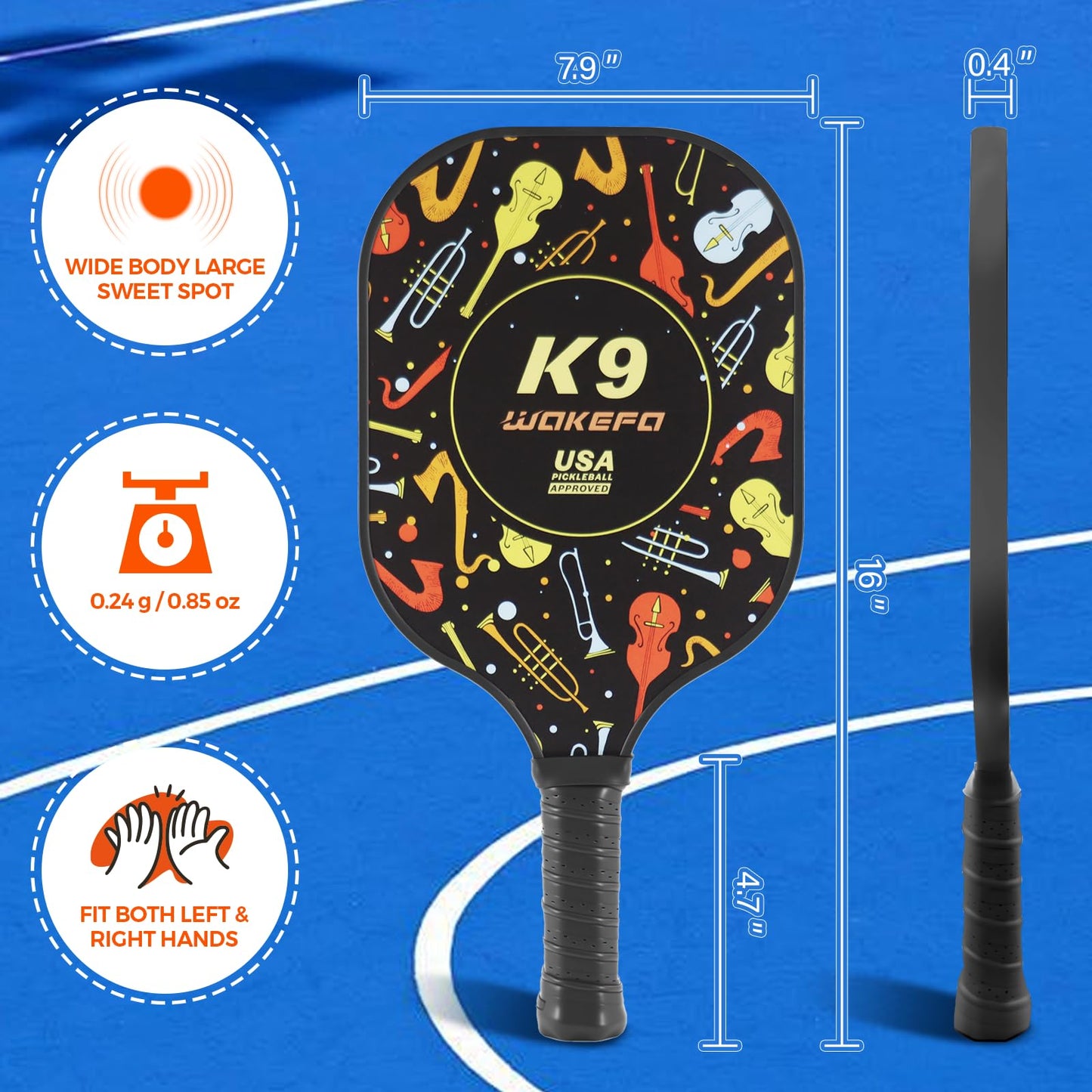 DUJORM Pickleball Paddles Set of 2 USAPA Approved Fiberglass Surface, Pickleball Paddles with 2 Paddles and 4 Balls, for Men Women with Carring Bag