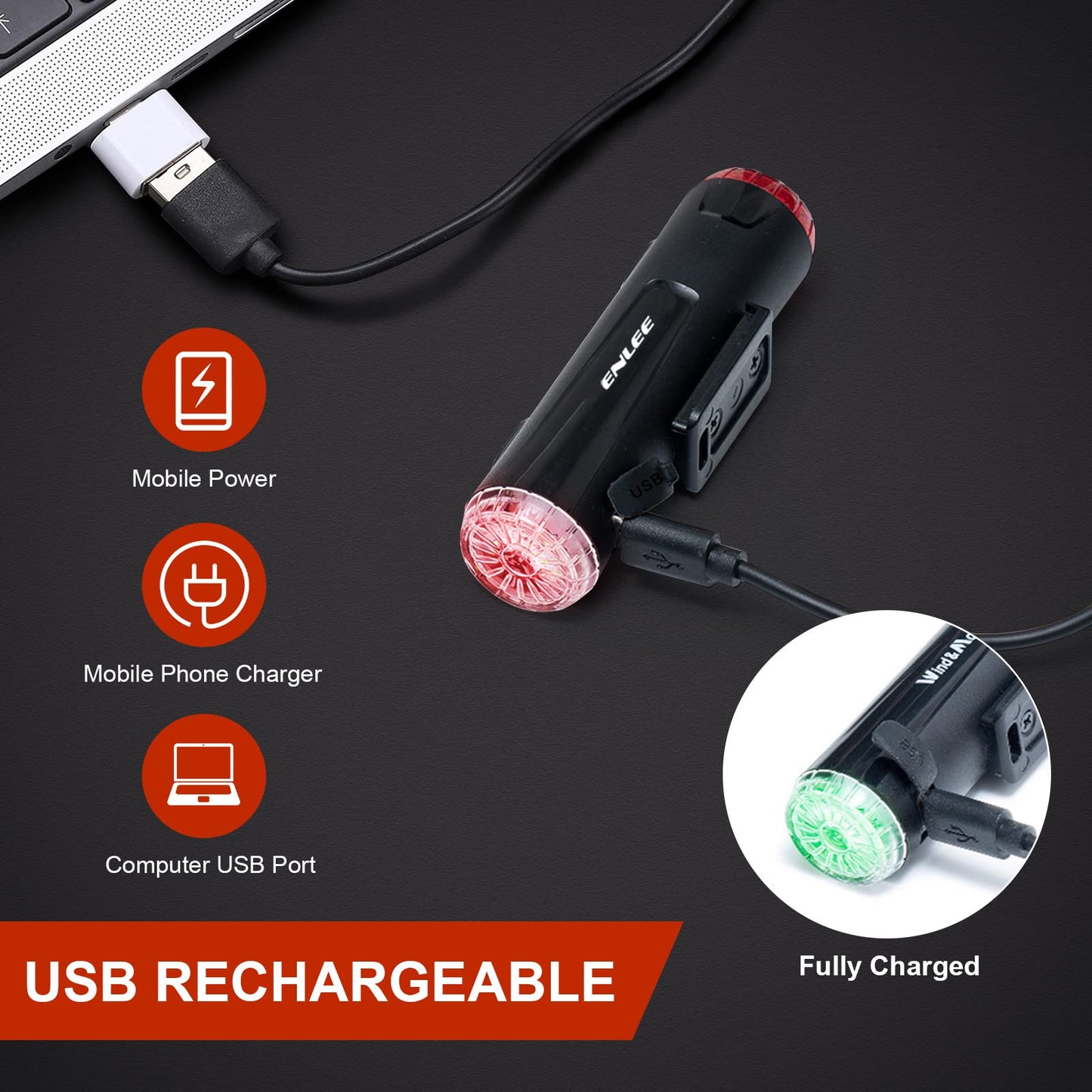 JINKEY Bike Helmet Light Front and Rear, 2-in-1 USB Rechargeable LED Bicycle Headlight & Taillight, IP66 Waterproof, 5 Warning Modes with Mounting Bracket for Night Safety Riding