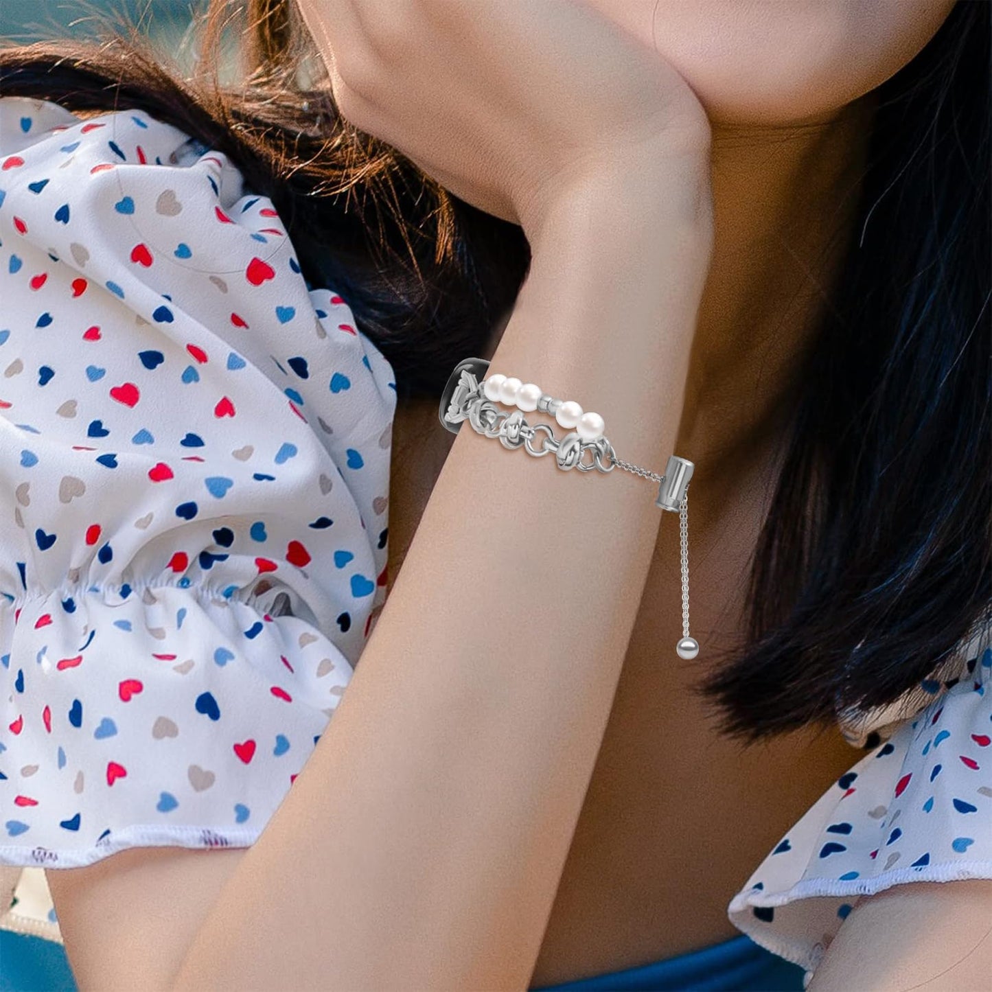 Huadea Beaded Bracelet Compatible with Fitbit Inspire 3 Band/Inspire 2 Band, Fashion Handmade Dressy Jewelry Strap Replacement for Fitbit Inspire 3 Bands for Women Men