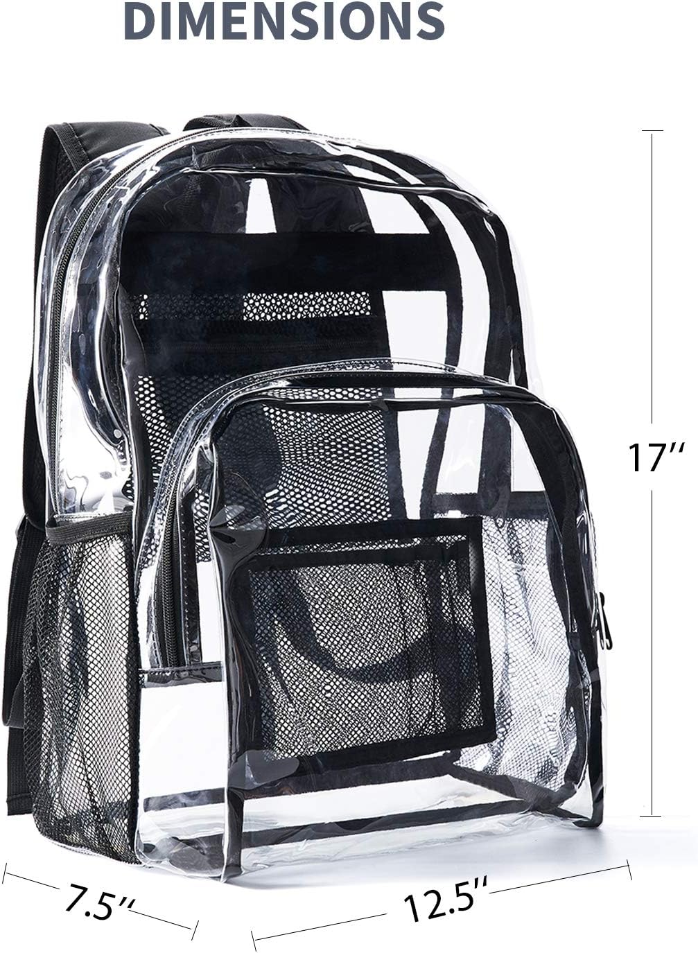 Vorspack Clear Backpack - Heavy Duty Transparent Design for College & Workplace | 2 Pack Black