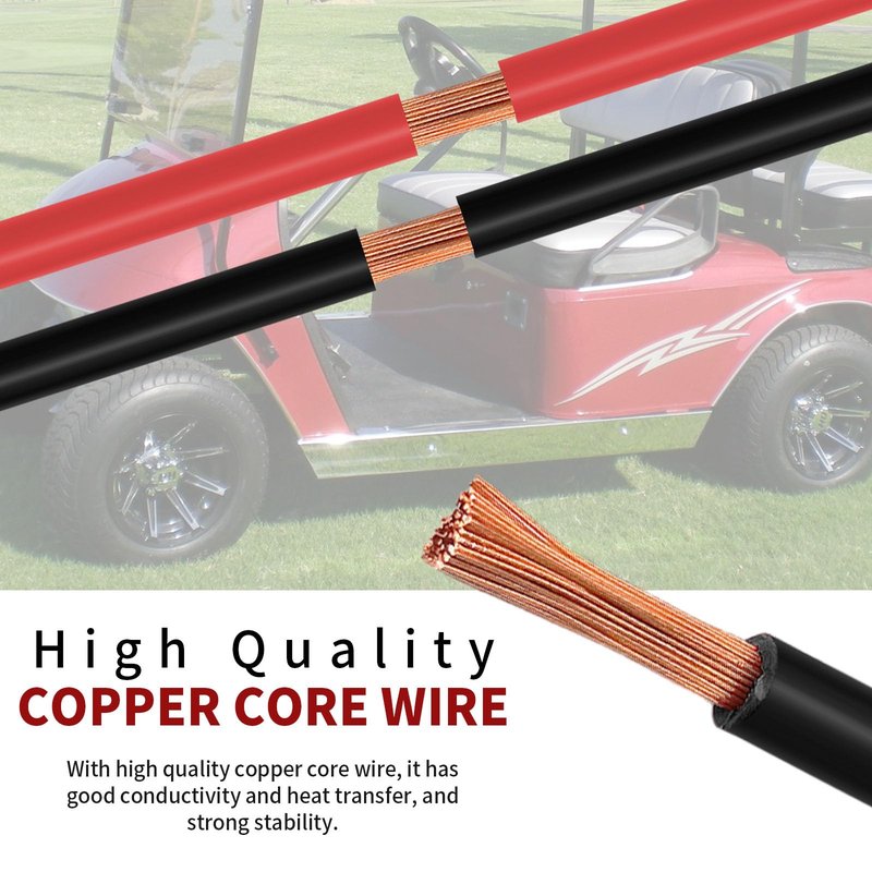 SYOWADA 36Ft Black Cable with 38Ft Red Cable Pure Copper Universal Battery Cable for Golf Carts Replacement for Yamaha EZGO Motor Battery Connection Cables