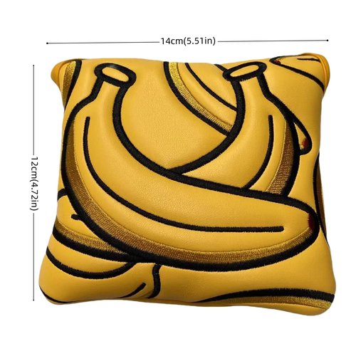 Golf Mallet Putter Head Cover Headcovers Fruit Style Golf Square Mallet Putter Cover with Magnetic Closure - Premium Golf Club Covers Accessories for Men (Dark Banana)