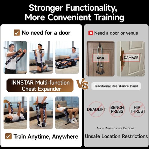 Innstar Multi-Function Resistance Bands for Working Out, Push Up Exercise Bands Resistance Bands Set for Bench Press Gym Equipment, Home Workout, Travel Portable (Black 198LBS)