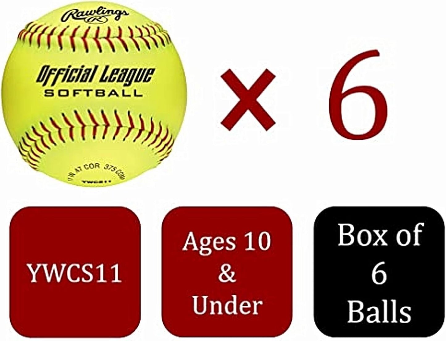 Rawlings Official League Softballs - Recreational 11" Size | Pack of 6 for Fun Play