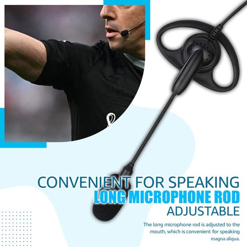 Retevis Walkie Talkie Earpiece with Boom Mic, for RT22 RT68 RT21 H-777 RT27 RT86A RT86S, Compatible with BAOFENG 888S Kenwood Pxton Two Way Radio, 2 pin Referee Headset for Football Game(1 Pack)
