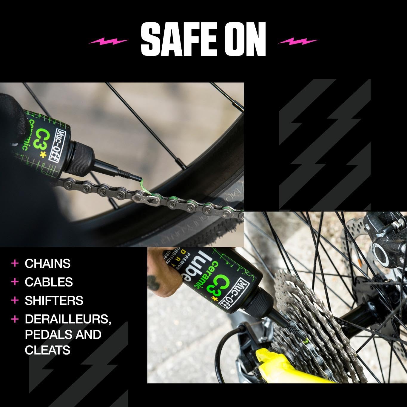 Muc-Off C3 Ceramic Dry Chain Lube - Premium 120ml Bike Chain Lubricant for Dry Conditions