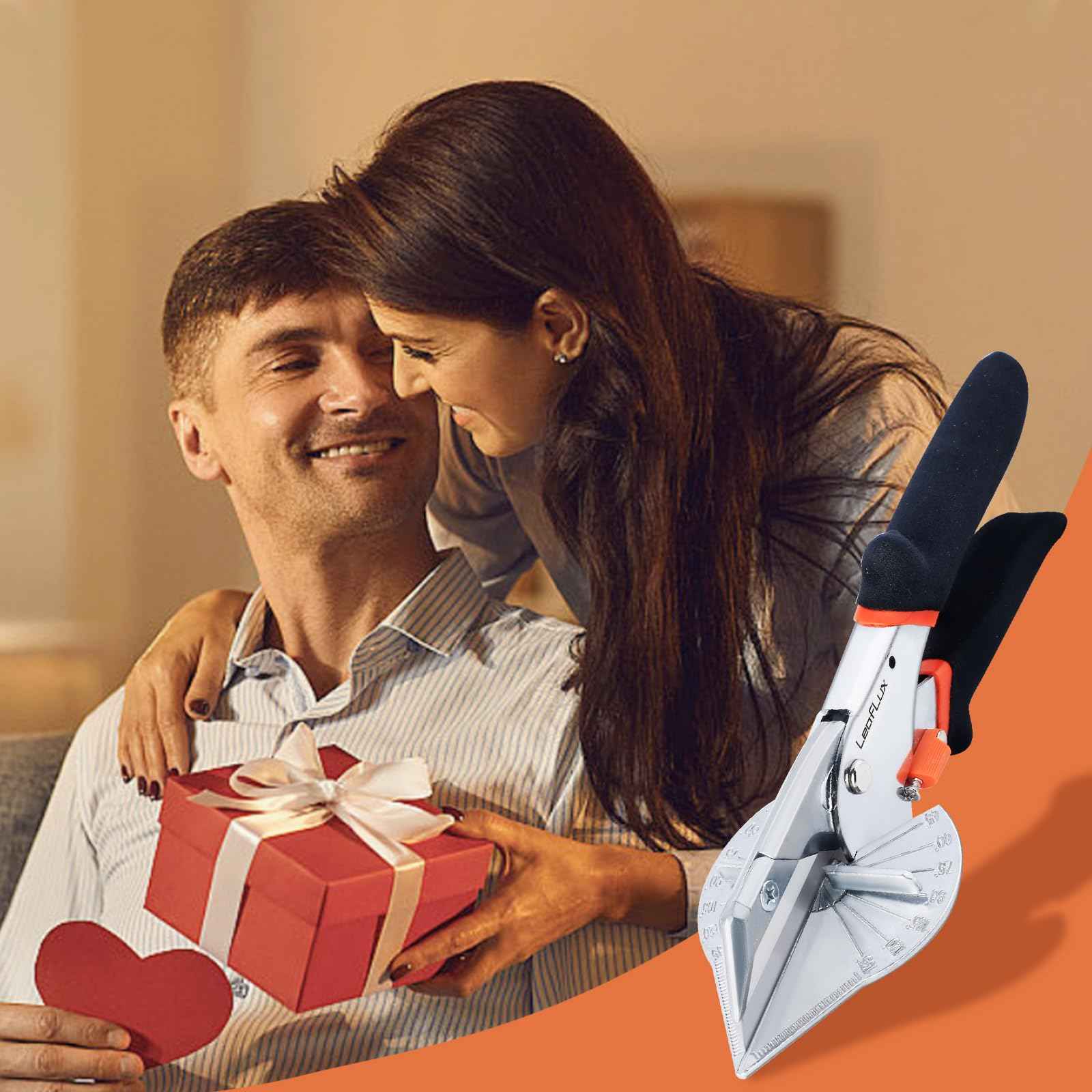 LeafLux Replaceable Blade Miter Shears Handheld, Multifunctional Trunking Shears for Angular Cutting of Moulding, Trim, and Weather Stripping, Adjustable at 45 to 135 Degrees | LFXP3102s