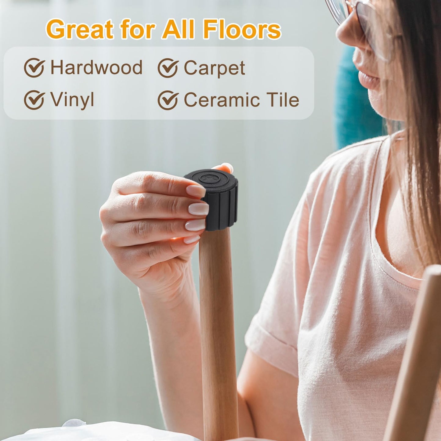 uxcell 4Pcs Chair Leg Tips Caps, 1-3/4" PVC Non-Slip Feet End Caps Cover, Round Chair Leg Floor Protectors for Furniture, Black