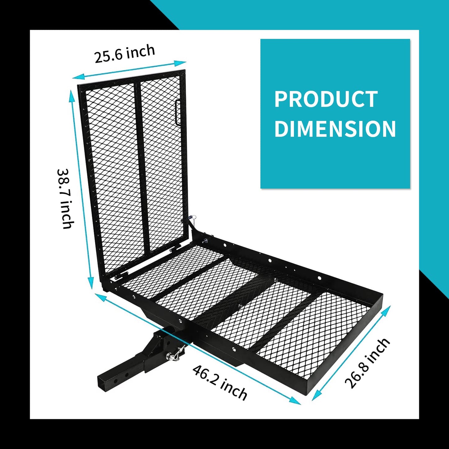 New Mobility Carrier Ramp Hitch Mounted 46.2 x 26.8 x 38.7 500 lbs for