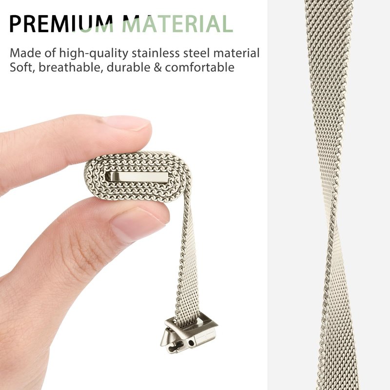 Oumida Mesh Metal Band Compatible with Fitbit Inspire 3 Band, Stainless Steel Adjustable Loop Strap Women Men Replacement Bands for Inspire 3 Health &-Fitness-Tracker, Champagne Gold+Silver