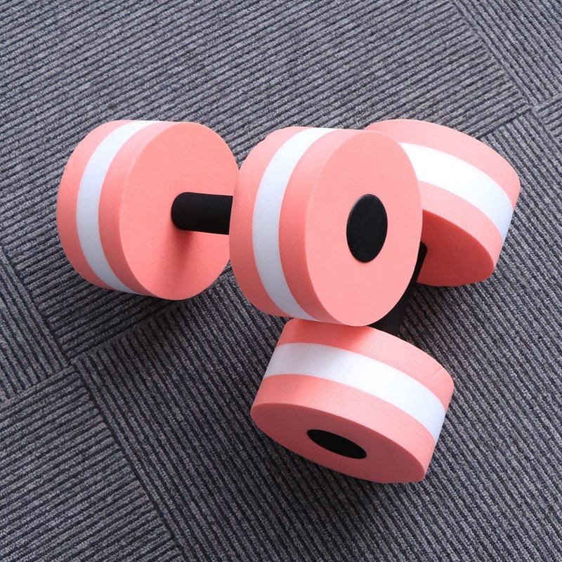 SEWACC 2Pcs Aquatic Exercise Dumbbells Water Dumbells Foam Water Weights Aquatic Fitness Equipment for Water Aerobics (Pink)