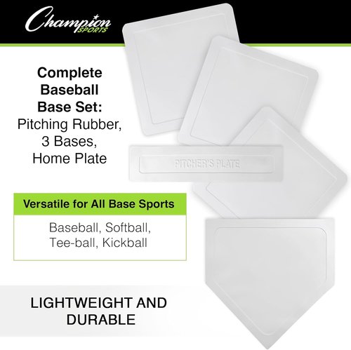 Champion Sports Throw Down Base Sets - Durable Baseball & Softball Training Bases for Indoor/Outdoor Use
